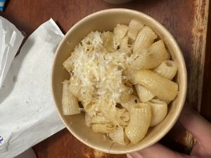 Kids buttered pasta with parmesan at Blossom & Root Kitchen in Danville