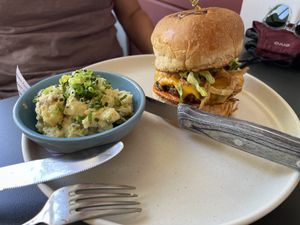 Smash Burgerrs  at Blossom & Root Kitchen in Danville