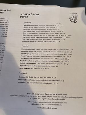 Menu  at Blossom & Root Kitchen in Danville