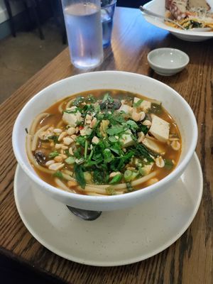 Spicy noodle soup at Blossom & Root Kitchen in Danville
