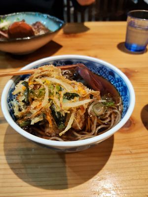 Vegetarian Soba (Fried veggies in top contain egg, this is clearly labelled in menu, you can order without it) at Gensoba Shingari in Tokyo