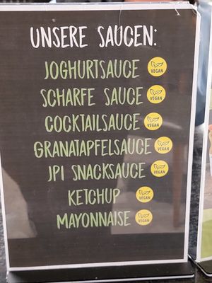 Choice of sauces - all vegan at VeganLand in Neu-ulm