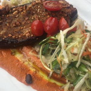 Eggplant plate close up. Red sauce is hearty and full of flavor!!  at Reposado in Palo Alto