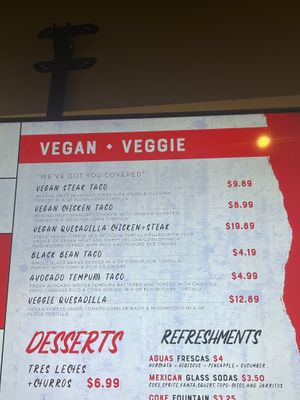 Vegan/Veggie menu at Calle Taco in Nashville