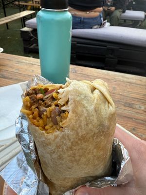 Burrito with vegan carne asadaa  at El Compa Vegano in San Fernando