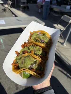 3 tacos at the vegan street fair!  at El Compa Vegano in San Fernando