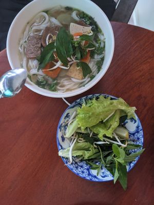 Phở bò at Vegan Sattvik in Mui Ne