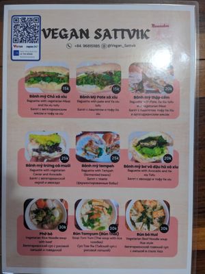 Menu page 1 at Vegan Sattvik in Mui Ne