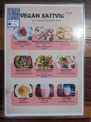Menu page 2 at Vegan Sattvik in Mui Ne