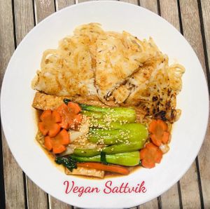 Crisy pan fried Pho at Vegan Sattvik in Mui Ne