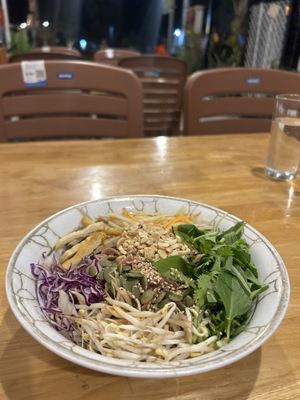 Brown noodle salad  at Vegan Sattvik in Mui Ne