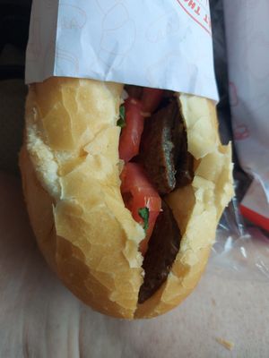 Mock pork banh mi at Vegan Sattvik in Mui Ne