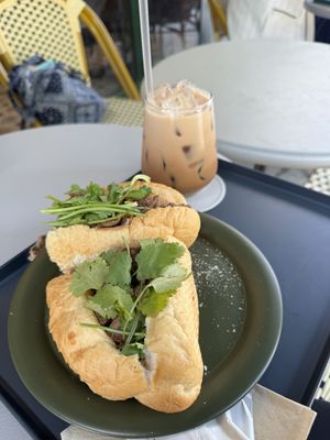 Banh Mi and royal milk tea  at Salon de Vegan in Seoul