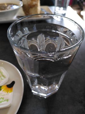 Glass of water (March 2024) at Crook Hall and Gardens in Durham