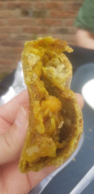 Curried chickpea pasty 😋 at Crook Hall and Gardens in Durham