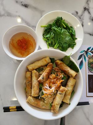 Vermicelli with spring rolls at Cô Phương Úc Châu in Ho Chi Minh City