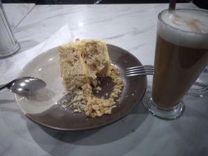 Vegan oreo cake and almond milk latte at KIR - The Gateway Bar & Restaurant in Killarney