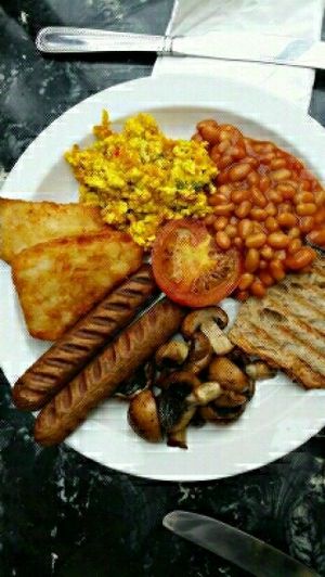super tasty vegan English breakfast  at The Gallery Cafe in East London