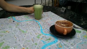 Gallery Cafe, cappuccino and green juice at The Gallery Cafe in East London