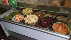 Salad bar options at The Gallery Cafe in East London
