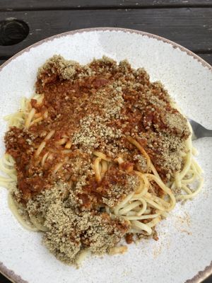 Excellent spaghetti bolognese  at The Gallery Cafe in East London