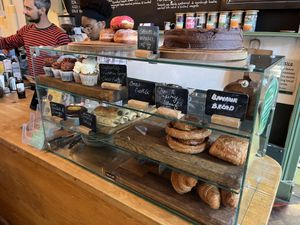 Pastry case  at The Gallery Cafe in East London