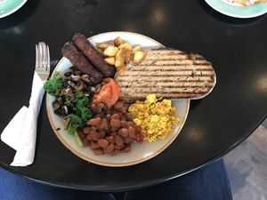 Very delicious vegan full english breakfast  at The Gallery Cafe in East London