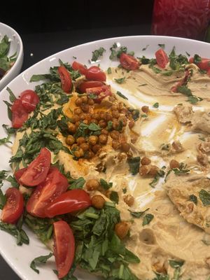 Hummus with roasted chickpeas  at St.Croix-huset Vegetarkafé in Fredrikstad