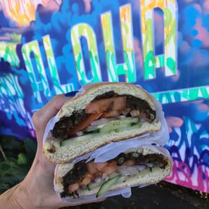Vegan Taro Burger at Hanalei Taro & Juice Co - Food Truck in Hanalei