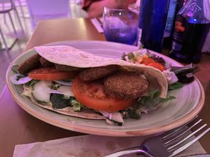 vegan falafel wrap  at Miles Cala Millor in Mallorca