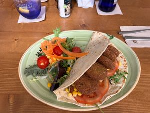 The falafel wrap at Miles Cala Millor in Mallorca