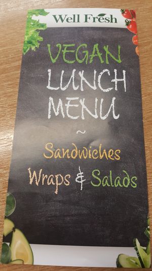 A Delicious Lunch menu - completely vegan, fresh and available in store in the fridges. So much choice! at Food For Living in Dartford