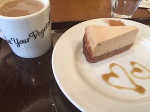 Vegan cheesecake! at Pure Cafe in Tokyo