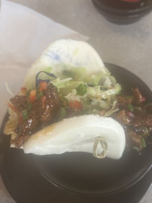 Vegan chicken bun  at Mason's Dumpling Shop in Boulder