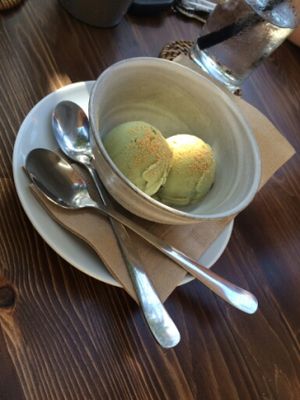 green tea ice cream at VegiOasis in Huntington Beach