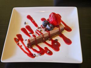 Strawberry Chocolate Raw Cake at VegiOasis in Huntington Beach