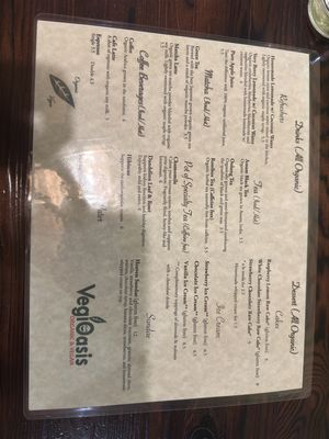 Drinks menu  at VegiOasis in Huntington Beach