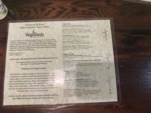 Menu 1  at VegiOasis in Huntington Beach