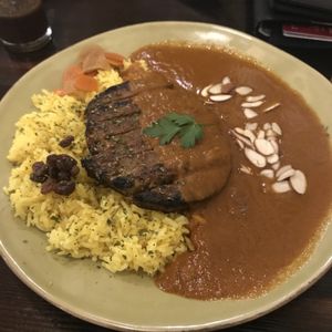 Yummy vegan hamburger curry! at VegiOasis in Huntington Beach