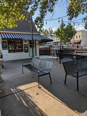 All seating is outdoors at Clementine's Naughty & Nice Creamery in Kirkwood