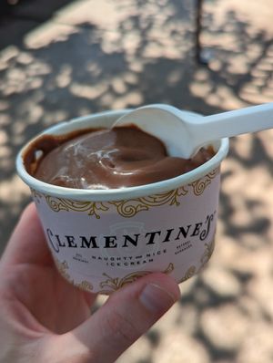 Coconut chocolate fudge ice cream at Clementine's Naughty & Nice Creamery in Kirkwood