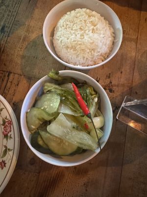 Pickled veggies and side rice  at Kedai Makan in Seattle