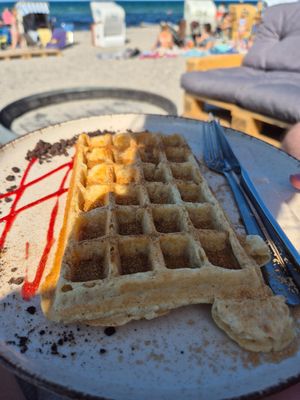 Waffle with cinnamon and suggar. at Flunderbar in Hohwacht