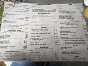 Menu at Mumms Cafe in Portsmouth