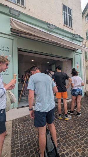 Outside of the store at La Gelateria in Cannes