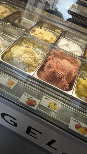 Strawberry, lemon, mango at La Gelateria in Cannes