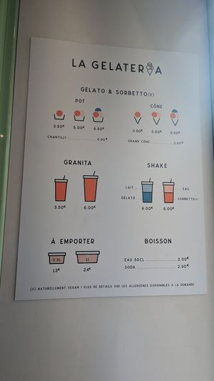 Price list at La Gelateria in Cannes
