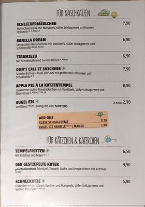 Desserts and Kids Menu at Katzentempel in Cologne