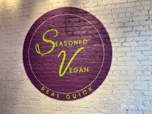Sign on wall at Seasoned Vegan Real Quick in New York City