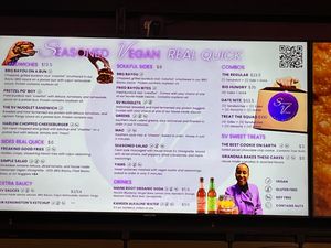 Menu w/ Prices at Seasoned Vegan Real Quick in New York City